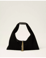New Collection TWINSET SUEDE TRAPEZOID -SHAPE HOBO BAG WITH TASSEL