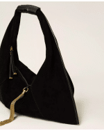 New Collection TWINSET SUEDE TRAPEZOID -SHAPE HOBO BAG WITH TASSEL