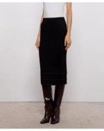 New Collection TWINSET BLACK SKIRT WITH CRYSTALS
