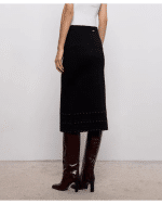 New Collection TWINSET BLACK SKIRT WITH CRYSTALS