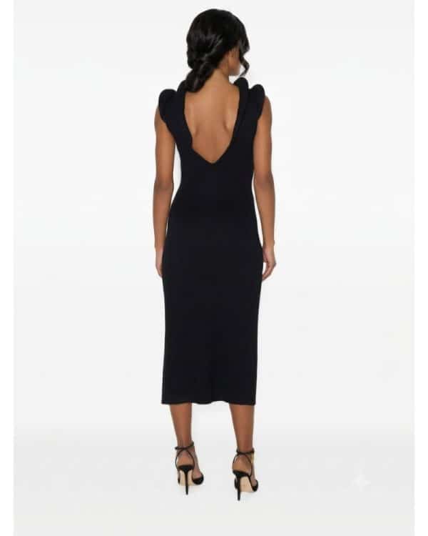 New Collection ELISABBETTA FRANCHI BLACK DRESS WITH 3D DETAILS
