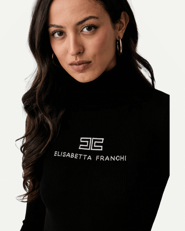 New Collection ELISABETTA FRANCHI LOGO-EMPROIDERED ROLL – NECH SWEATER