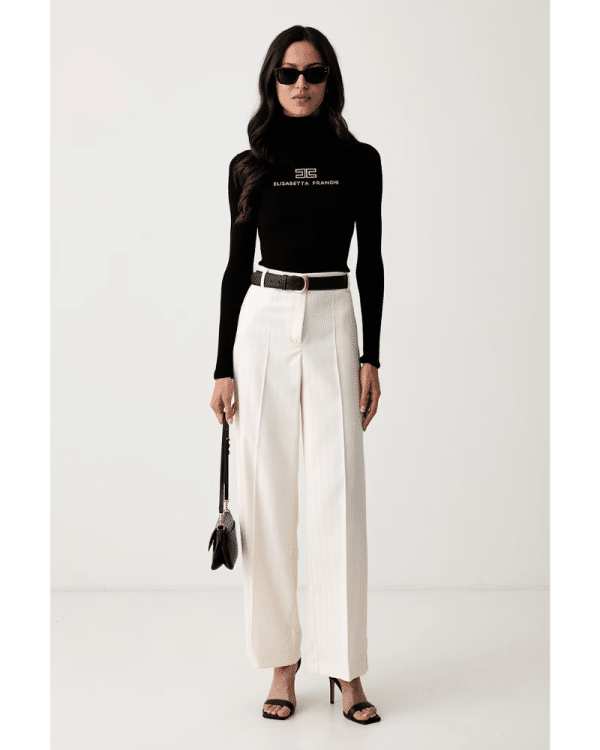 New Collection ELISABETTA FRANCHI LOGO-EMPROIDERED ROLL – NECH SWEATER