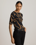 New Collection LAUREN RALPH LAUREN BELTING – PRINT COAT BOATNECH T-SHIRT