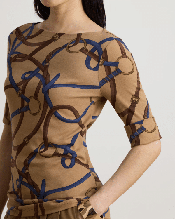 New Collection LAUREN RALPH LAUREN BELTING – PRINT COAT BOATNECH T-SHIRT