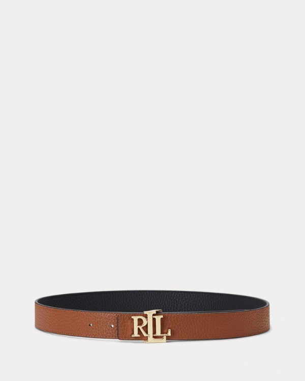 New Collection LAUREN RALPH LAUREN LOGO REVERSIBLE PEBBLED LEATHER BELT