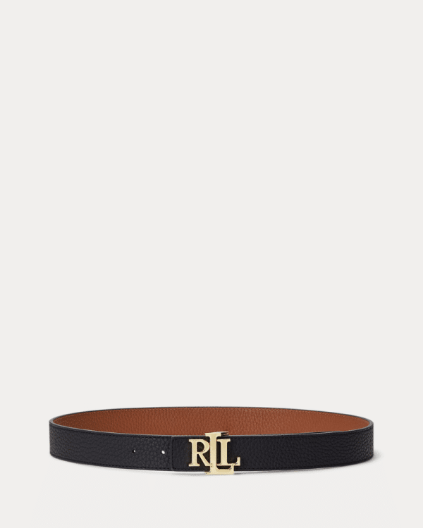 New Collection LAUREN RALPH LAUREN LOGO REVERSIBLE PEBBLED LEATHER BELT