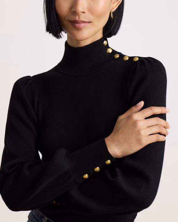 New Collection LAUREN RALPH LAUREN BUTTOM – TRIM MOCKNECK JUMPER