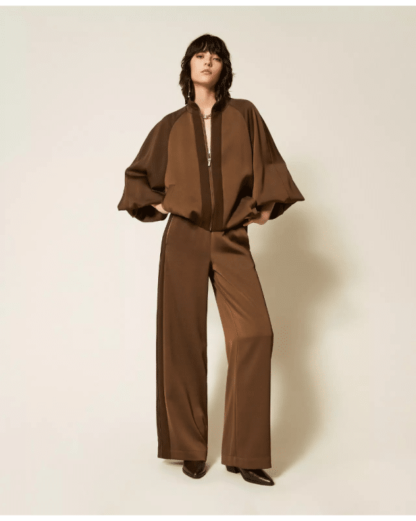 New collection TWEENSET ENVERS SATIN PALAZZO TROUSERS