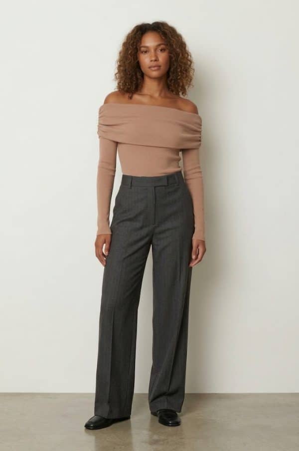 Default CKONTOVA BEIGE OFF SHOULDER BLOUSE