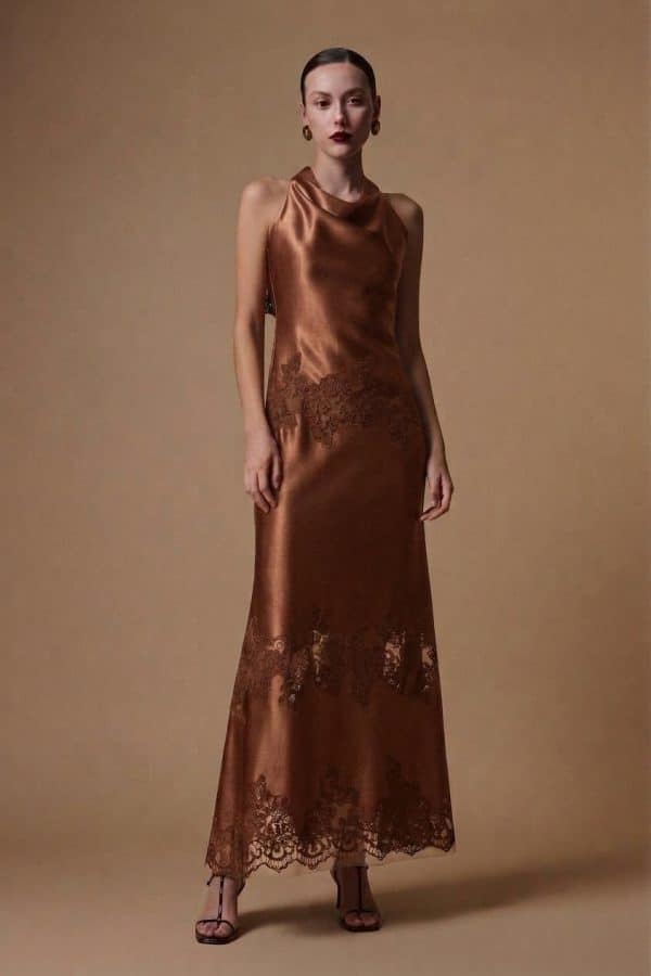 New Collection BE YOU LONG SATIN DRESS