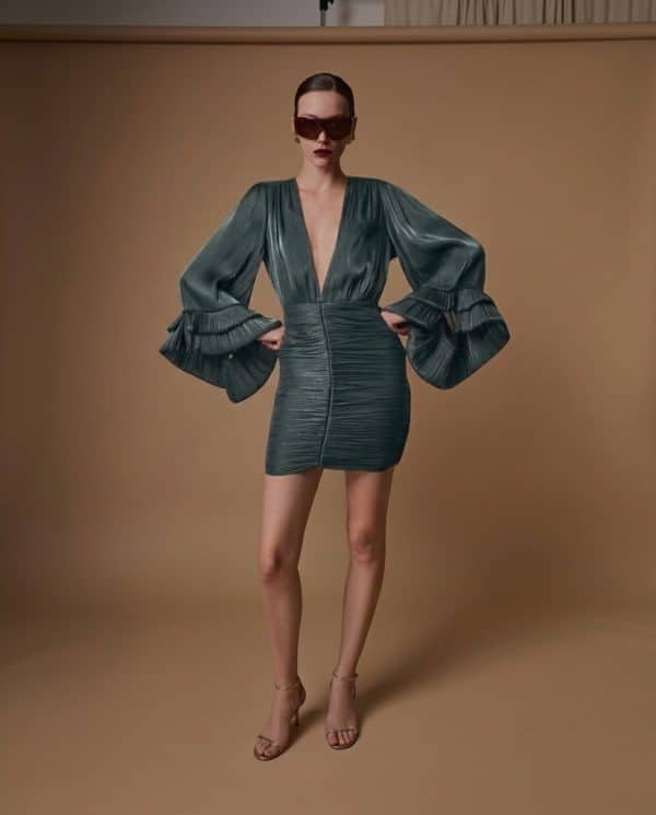 New Collection BE YOU SANZAN MINI DRESS WITH RUCHING