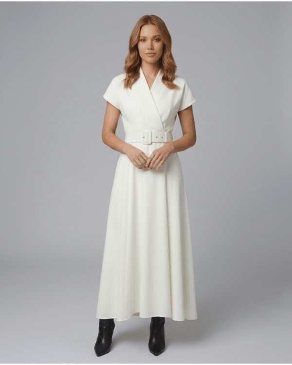 Default C KONTOVA WHITE FOLD OVER MIDI DRESS