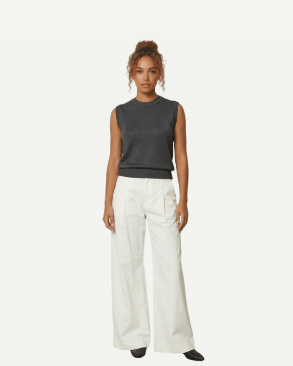 New Collection CKONTOVA WHITE LINEAR TROUSERS