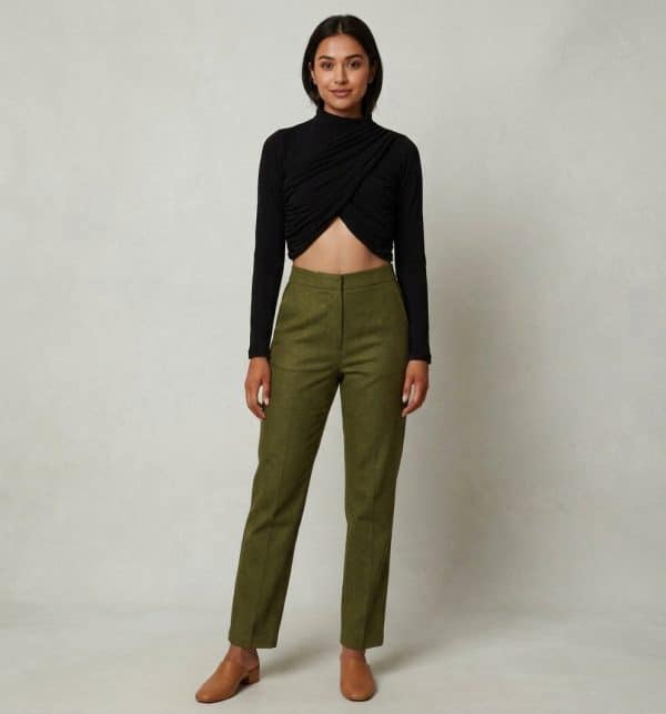 New Collection CKONTOVA BLACK CROSSOVER DRAPED TOP