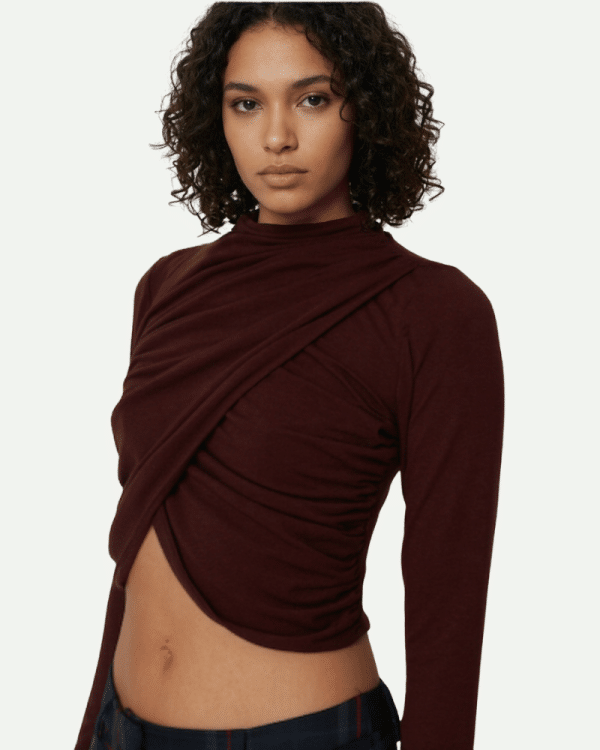 New Collection CKONTOVA BORDEAUX CROSSOVER DRAPED TOP