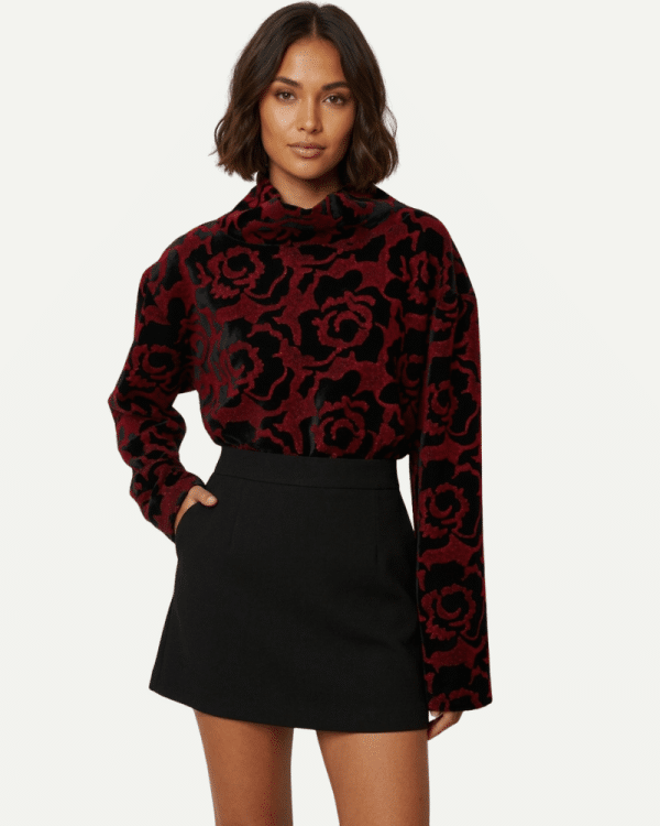 New Collection CKONTOVA BORDEAUX HIGH NECK KNIT TOP