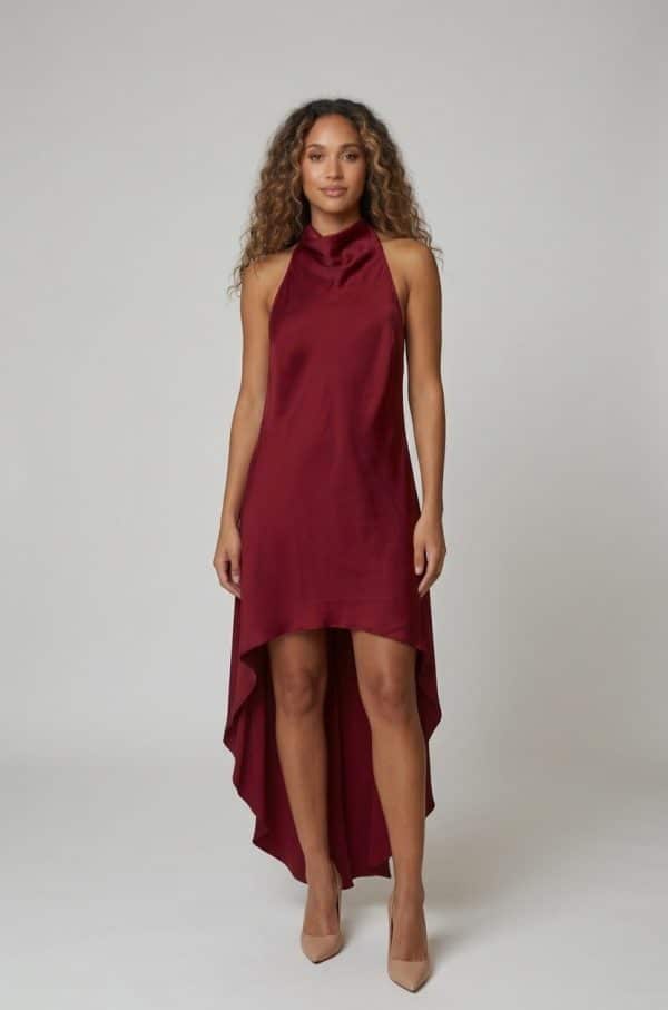New Collection CKONTOVA BORDEAUX SLEEK ASYMMETRIC DRESS