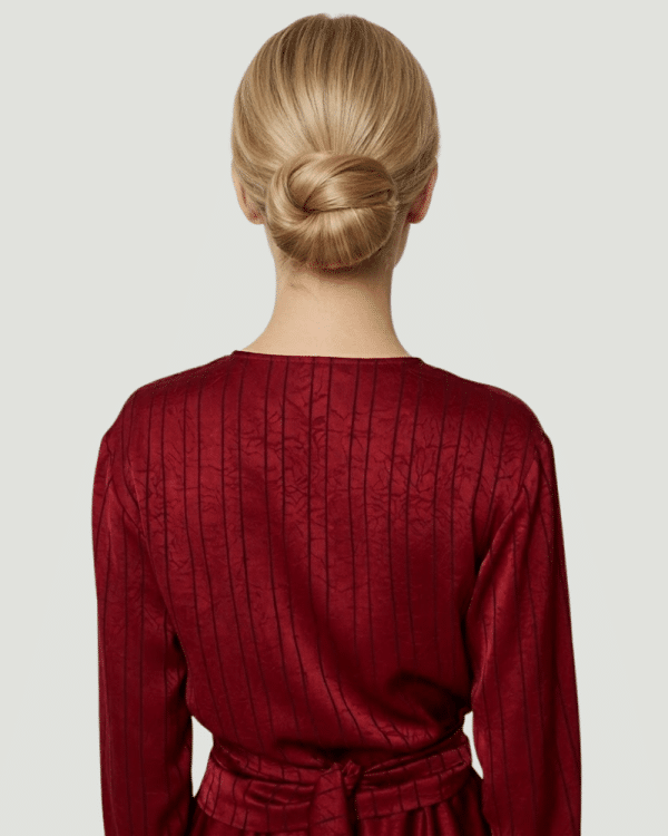 New Collection CKONTOVA BORDEAUX SLINKY WRAP SHIRT & SATIN MIDI SLINKY SKIRT