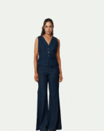 New Collection CKONTOVA DARK BLUE DENIM BELL PANTS  & DENIM VEST