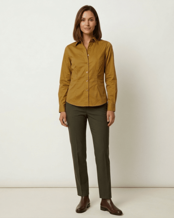 New Collection CCONTOVA OLIVE COTTON FITTED SHIRT