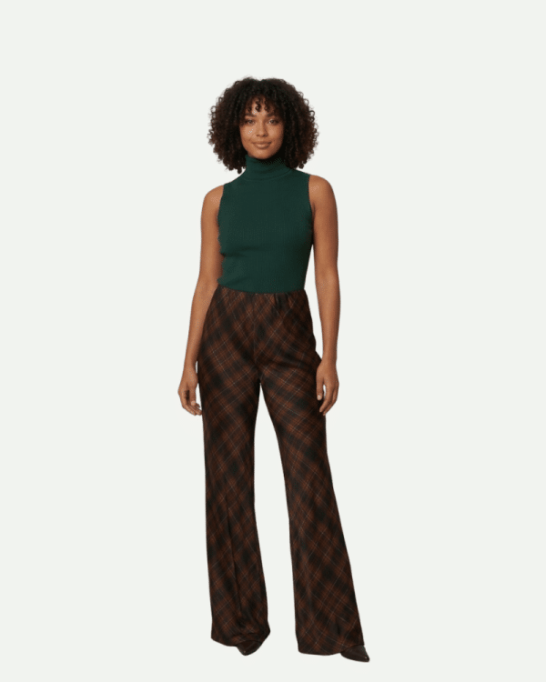 New Collection CKONTOVA PLAID SATIN PANTS AS SEEN