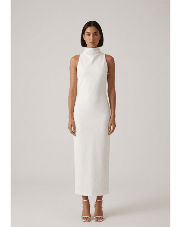 New Collection CKONTOVA WHITE SHAPE MIDI DRESS