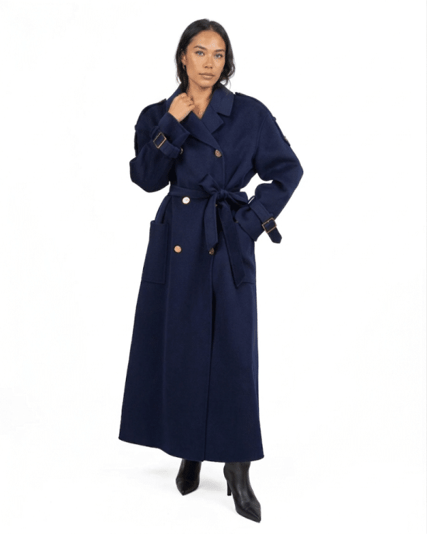 New Collection ELISABETTA FRANCHI WOMEN’S LONG DOUBLE -BREASTED COAT WITH BELT