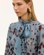 New Collection INNOCENT SKY BUE SHIRT WITH AN ABSTRACT PATTERN AND TIE DETAIL