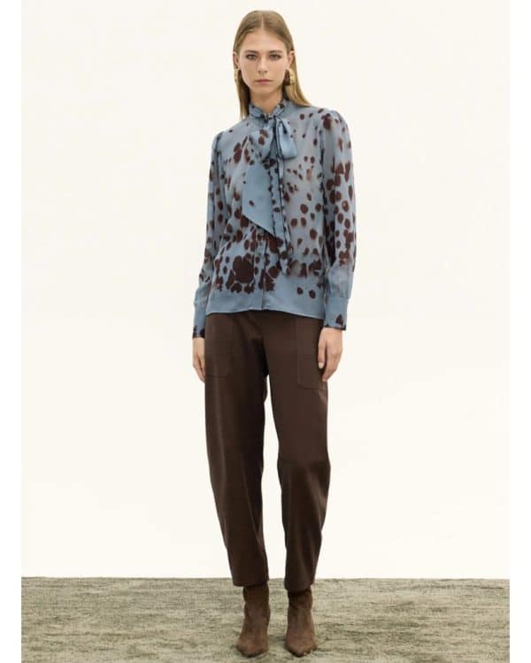 New Collection INNOCENT SKY BUE SHIRT WITH AN ABSTRACT PATTERN AND TIE DETAIL
