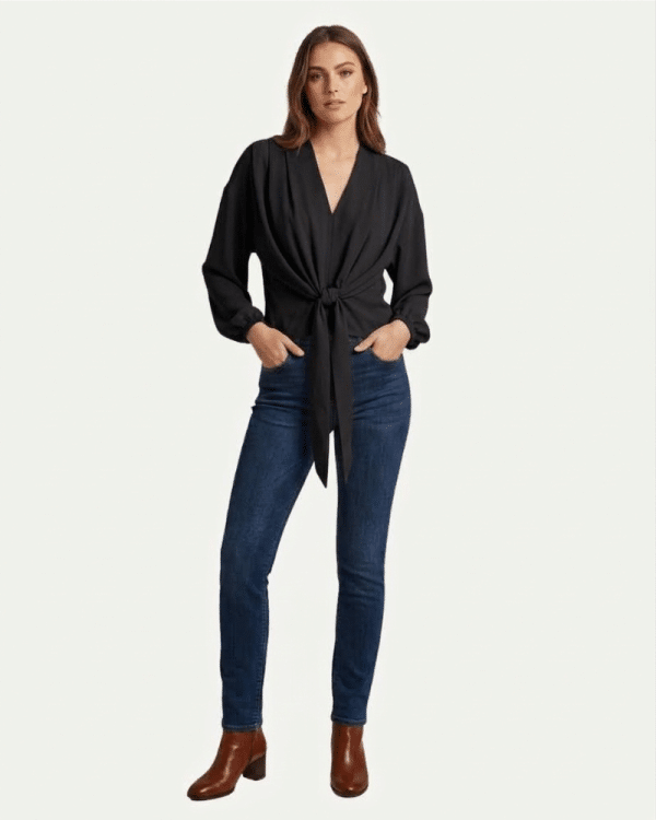 New Collection INNOCENT V-NECK BLOUSE IN CLASSIC BLACK