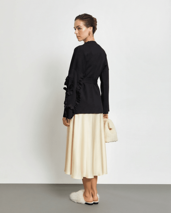 New Collection KOURBELA KNIT CARDIGAN WITH RUFFLES