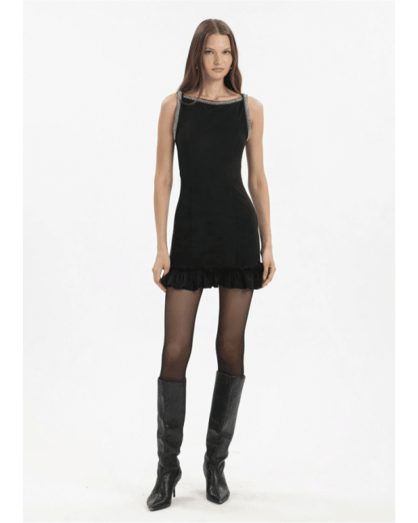 New Collection MY T CRYSTAL TRIM MINI DRESS