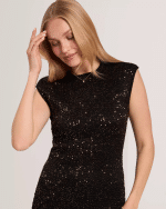 New Collection TED BAKER MYLLA METALLIC BODYCON MIDH DRESS BLACK