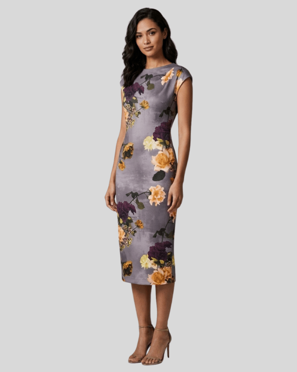 Default TED BAKER ISYA PRINTED SCUBA MIDI DRESS