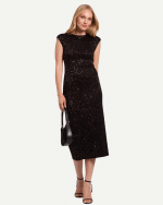 New Collection TED BAKER MYLLA METALLIC BODYCON MIDH DRESS BLACK