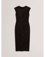 New Collection TED BAKER MYLLA METALLIC BODYCON MIDH DRESS BLACK
