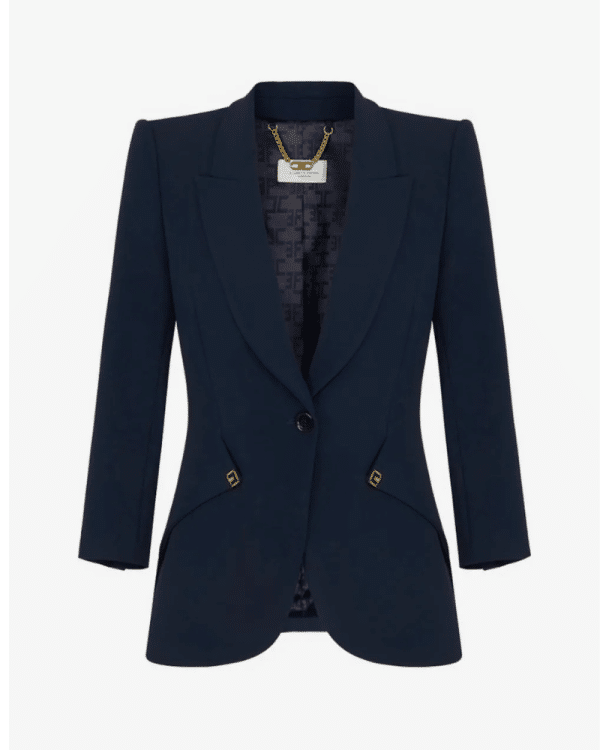 New Collection ELISABEΤTA FRANCHI ELEGANT DARK BLUE TAILORED BLAZER
