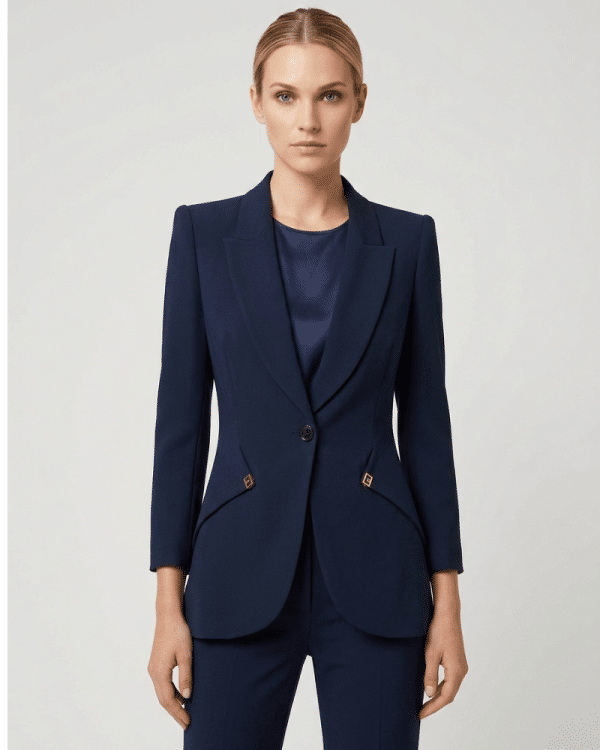 New Collection ELISABEΤTA FRANCHI ELEGANT DARK BLUE TAILORED BLAZER