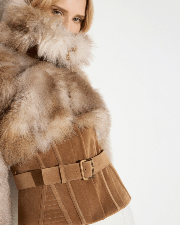 New Collection ELISABETTA FRANCHI FUR – EFFECT BUSTIER JACKET