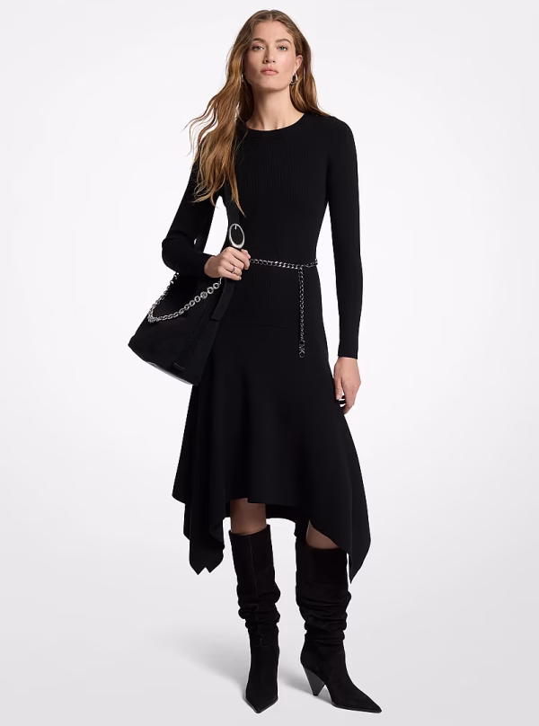 New Collection MICHAEL KORS STRETCH WOOL HANDKERCHIEF DRESS