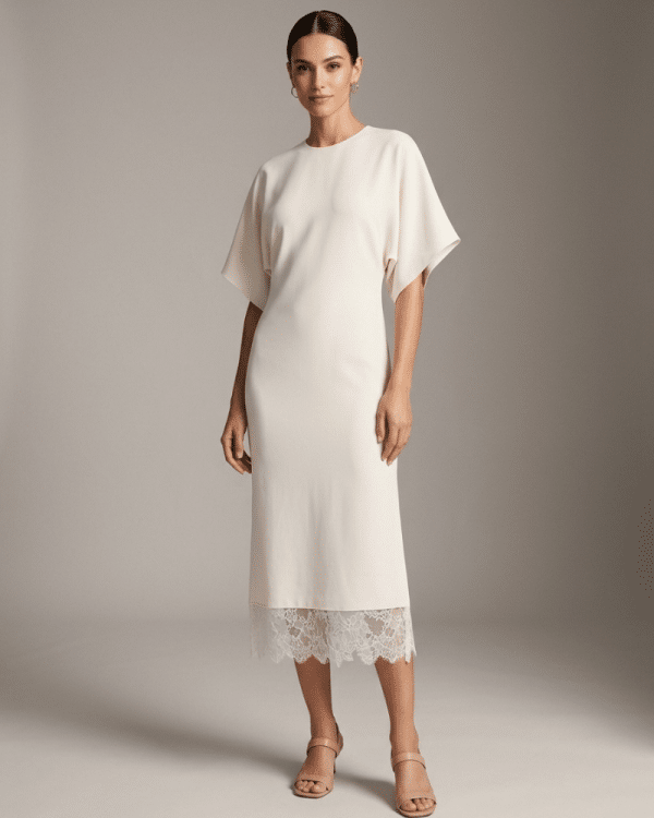 New Collection TED BAKER BATWING MIDI DRESS WITH LACE HEM