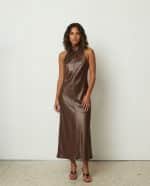 New Collection CKONTOVA BROWN SLEEVELESS DRESS