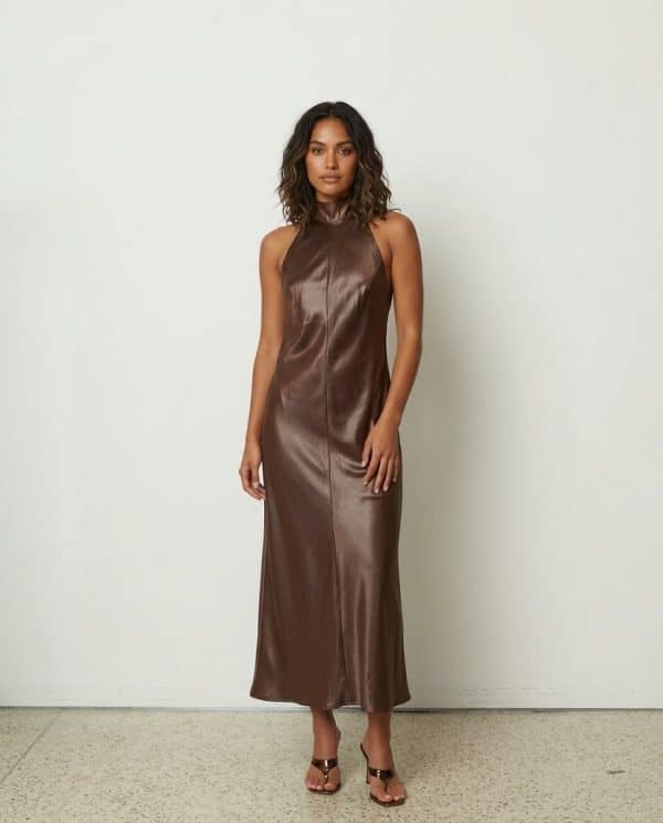 New Collection CKONTOVA BROWN SLEEVELESS DRESS