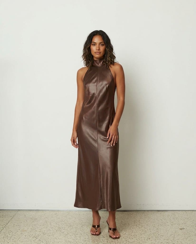New Collection CKONTOVA BROWN SLEEVELESS DRESS New Collection CKONTOVA BROWN SLEEVELESS DRESS