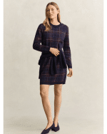 New Collection GANT DARK BLUE KNITTED MINI SHIRT DRESS